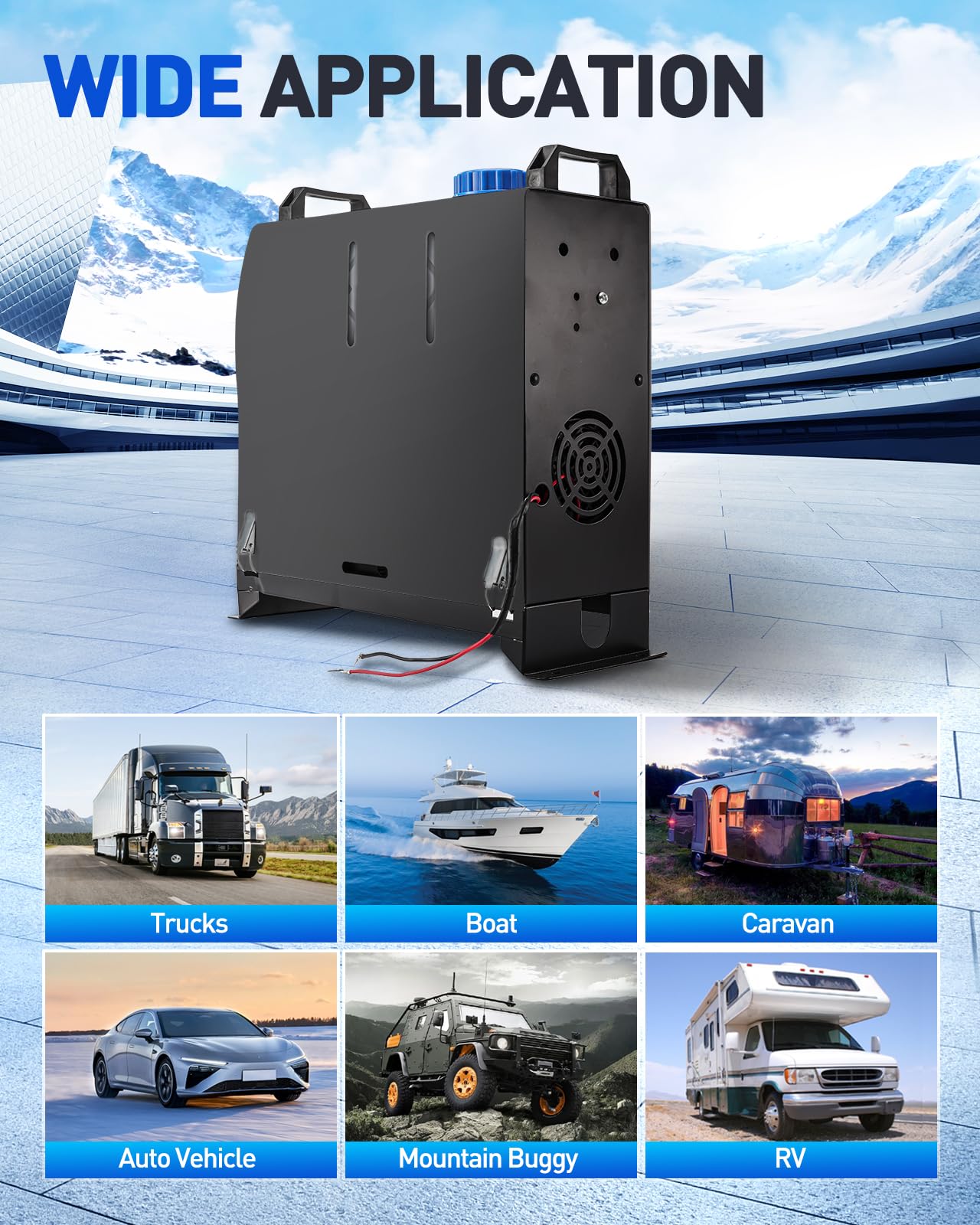Calentador de aire diésel portátil de 5 kW y 12 V, silencioso, con silenciador, todo en uno, de un solo orificio, con control remoto y pantalla LCD para coche, caravana, barco, autocaravana, interio