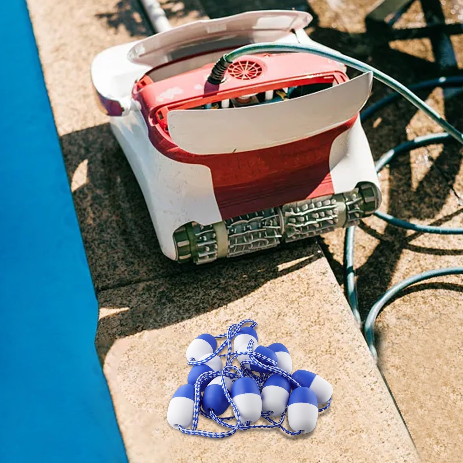 5 m Schwimmbad-Trennleine mit 7 cm Kugeln, Nylon, hohe Sichtbarkeit, starker Auftrieb für Wasserstraßen