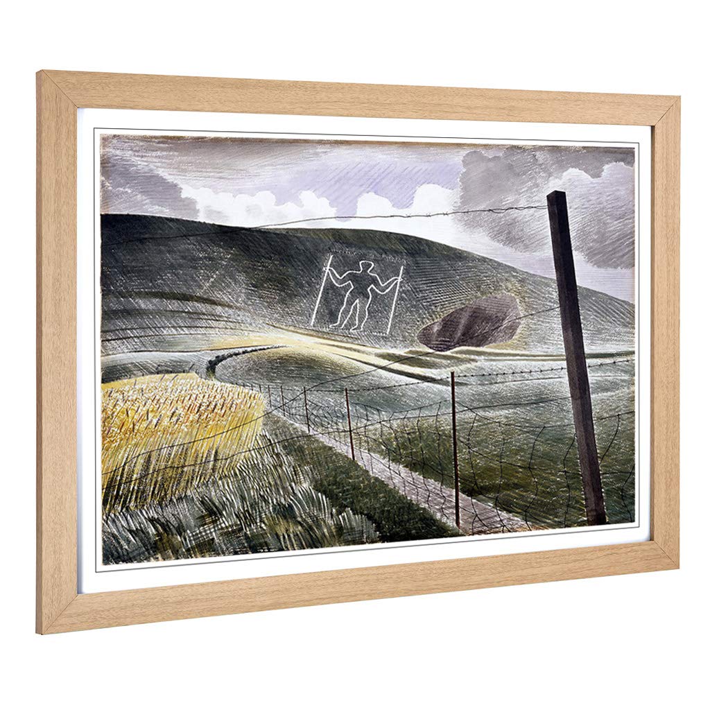 Big Box Art Framed Print of Eric Ravilious Wilmington Giant Design | Wall Art Picture | Home Decor for Kitchen, Living Room, Bedroom, Hallway, Oak, A2 / 24.5x18 Inch / 62x45cm