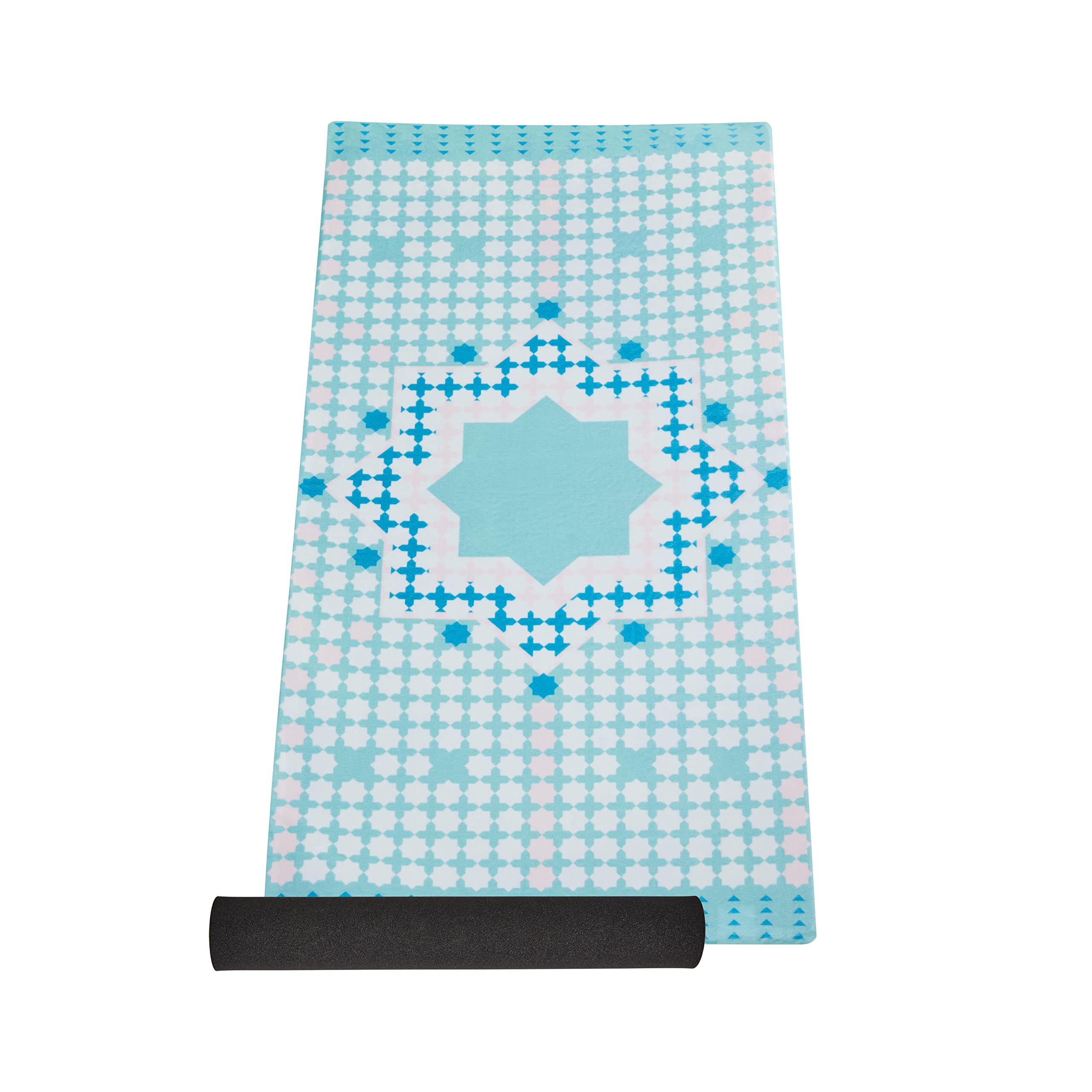 SabrMarrakesh' Turquoise, Comfort Prayer Mat- 8mm Thickness, 80 D Memory Foam, Machine Washable Outer Cover