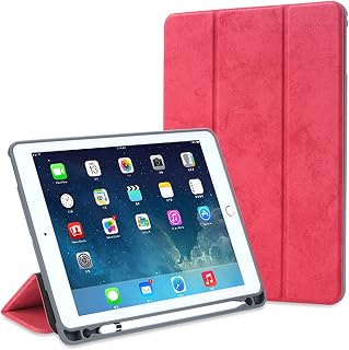 Capa com suporte para caneta para iPad Pro antigo 12,9" 2017/2015 (1ª e 2ª geração) Capa inteligente com três dobras e estojo traseiro em TPU macio resistente a choques,Red