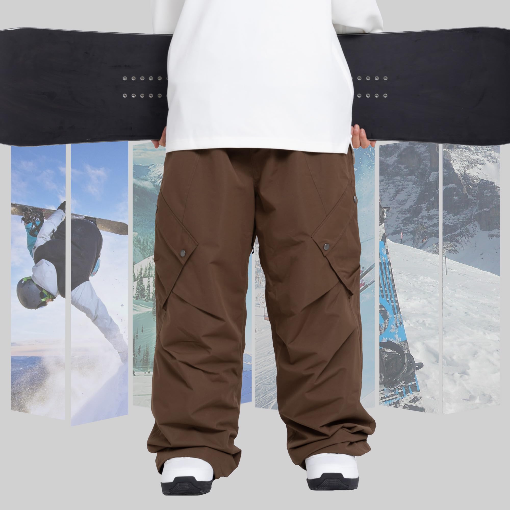 SNOWVERB Damen Herren Casual Ski Baggy Cargo Loose Fit Wasserdicht Schneehose Mode Streetwear Warme Schneehose