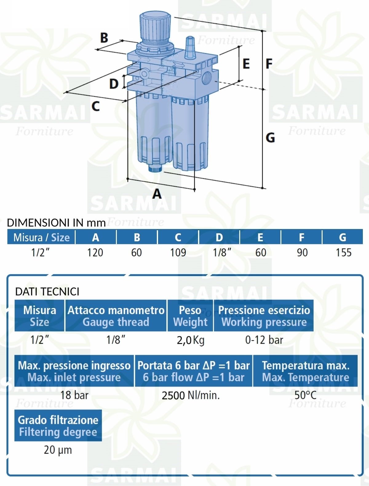 Combo Filtro Regolatore Pressione 1/4" BSP Con Scarico Automatico - Ideale Per Compressori E Attrezzi Pneumatici - Foto 6