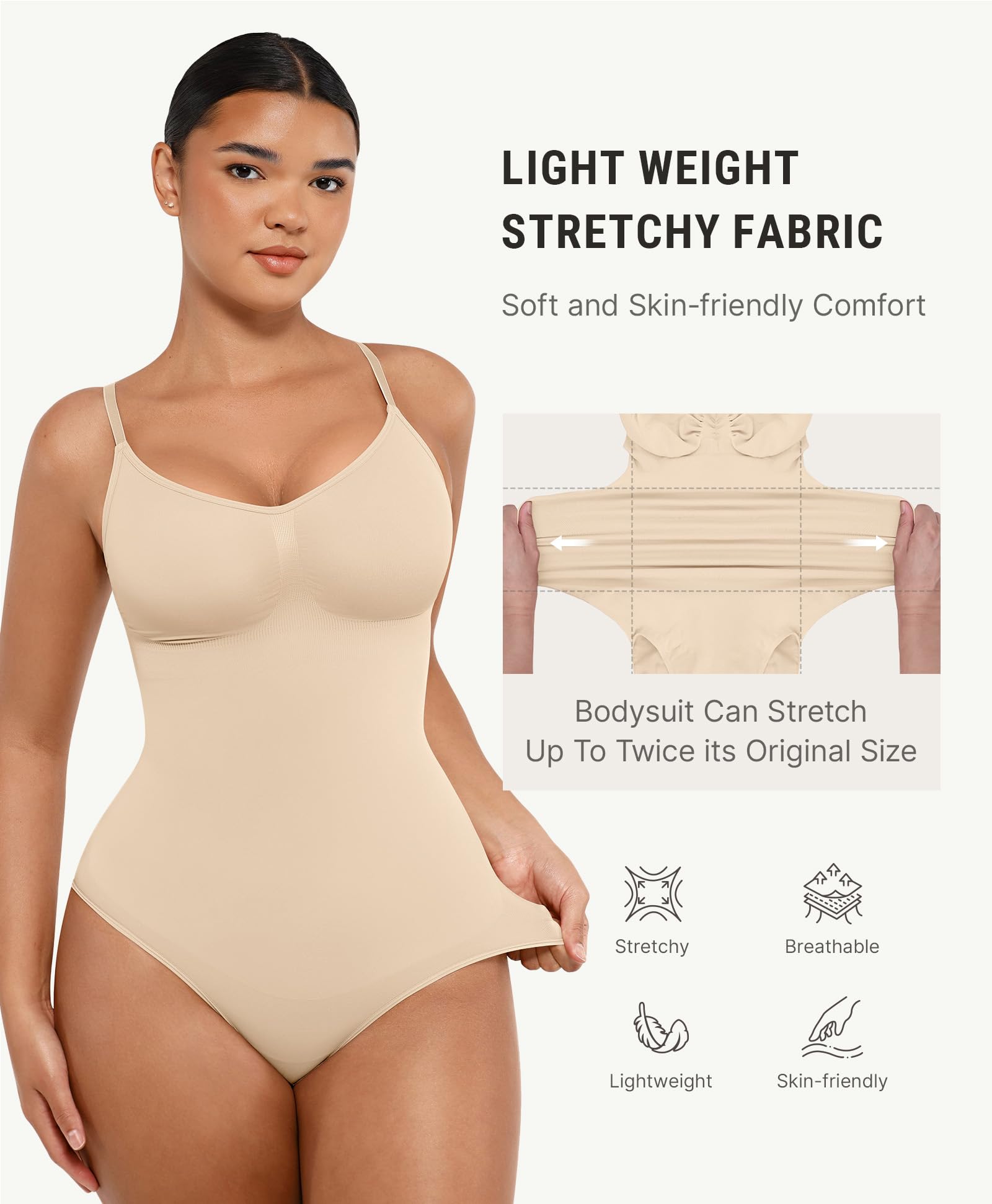 FeelinGirl Bielizna modelująca dla kobiet kontrola brzucha fajas całe ciało haczyk zamek błyskawiczny regulowane paski S-6XL