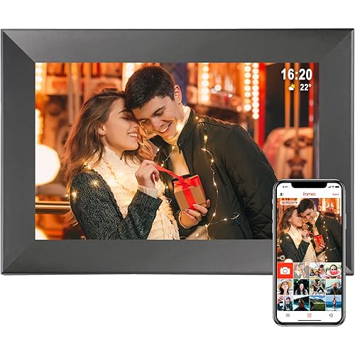 Frameo 10.1 Inch Smart WiFi Digital Photo Frame,Digital Picture Frame with 32GB Storage & SD Slot, Electronic Picture Frame IPS Touch Screen with Auto-Rotate, Frameo Digital Frame WiFi - Black