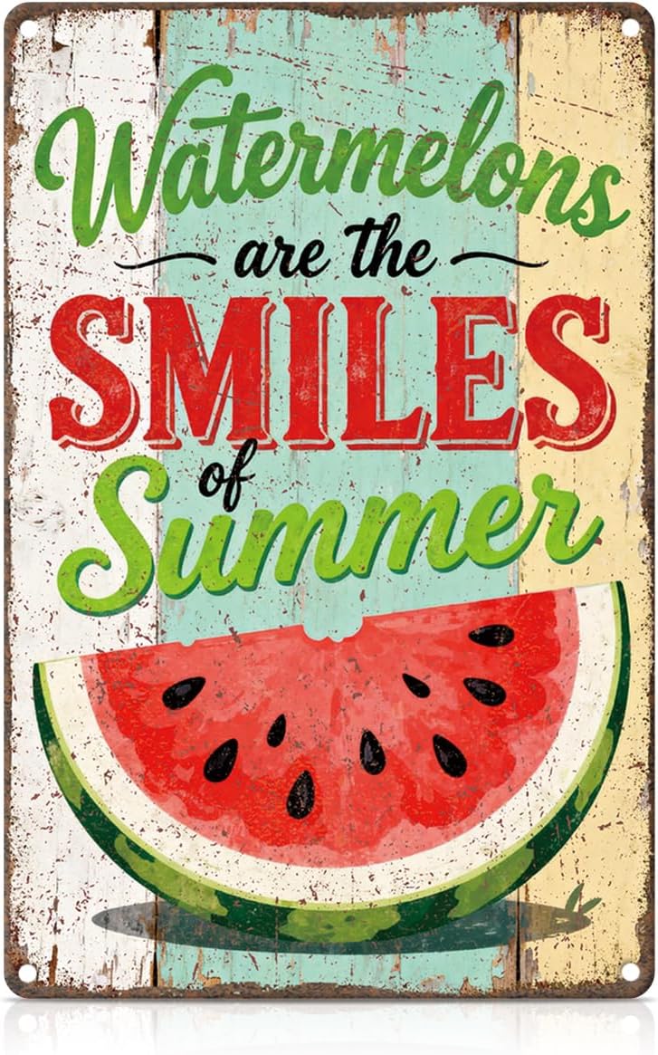 Watermelon Metal Tin,Watermelon Are The Smiles Of Summer Sign