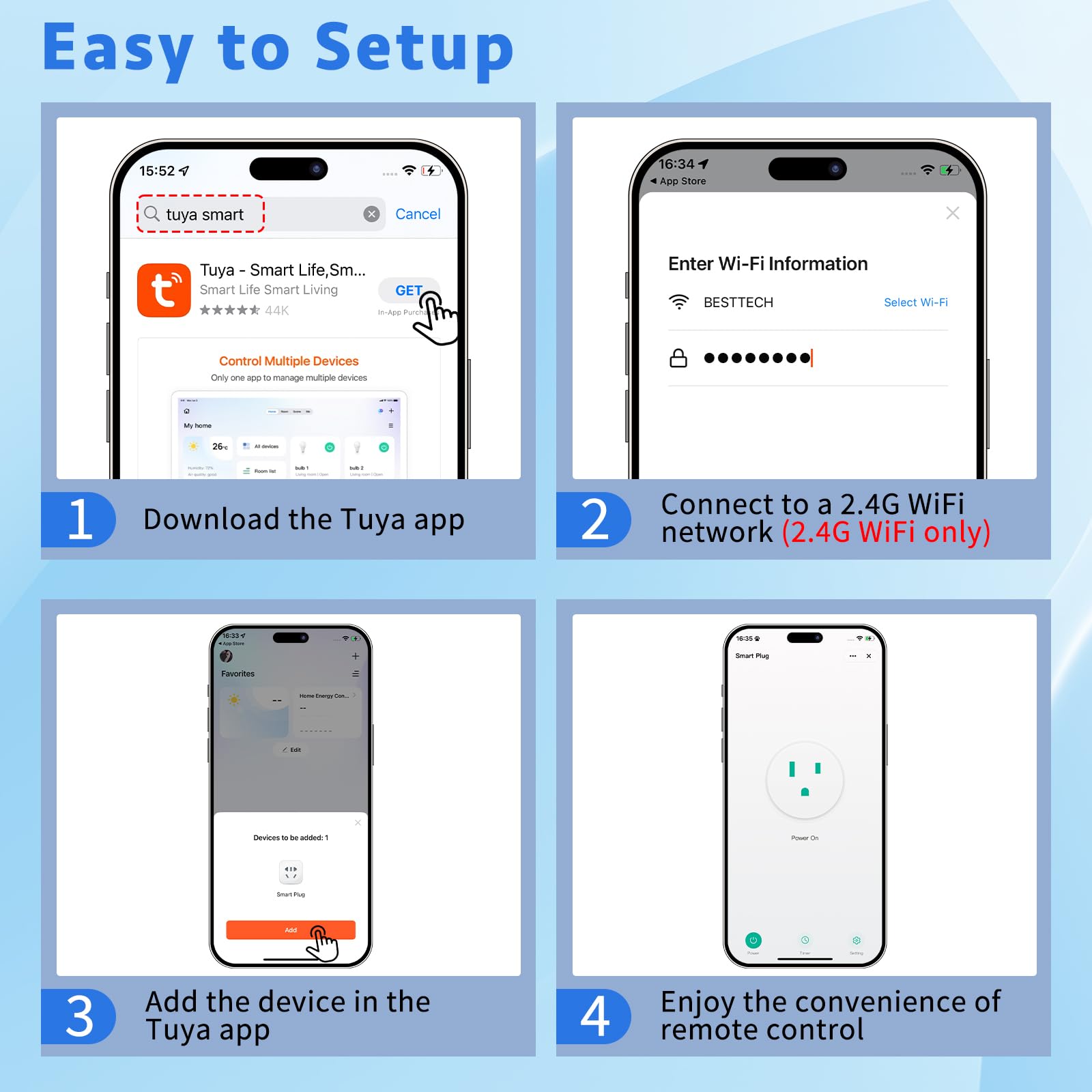 WiFi Smart Outlet Plug with Remote GreenCycle Electric Smart Plug with Wall Switch Compatible with Alexa and Google — view 3