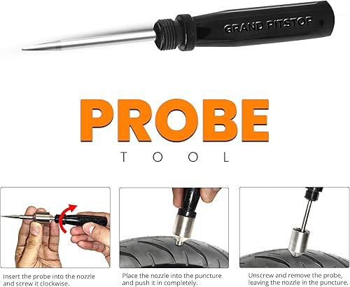 Miniatura 5 de GRAND PITSTOP Kit de reparación de pinchazos de neumáticos sin cámara de 20 piezas con tapón de hongo para pinchazos de neumáticos y pisos