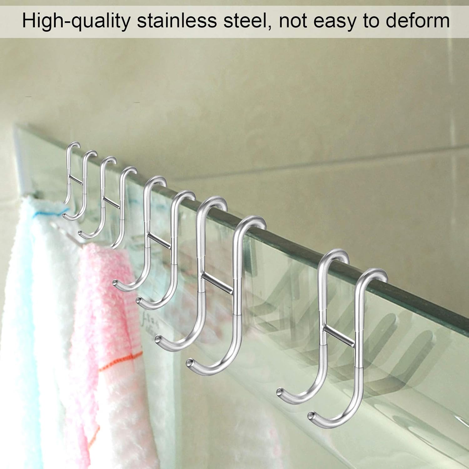 Gancho Mampara HO2NLE 2pcs Gancho Baño de Acero Inoxidable Perchero Toalla Colgador Doble Gancho en Forma S para Mampara Cristal 6-12mm Radiador de ...