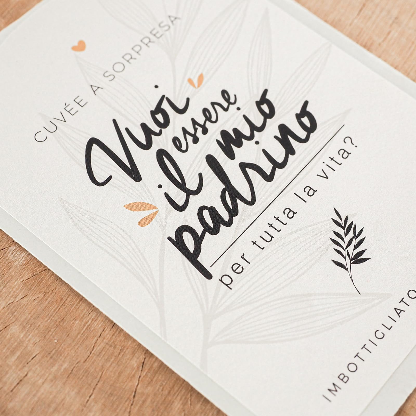 Manahia Set 2 Etichette Bottiglia Vino Padrini Vuoi essere il mio Padrino la mia Madrina Idea Originale per Chiedere e Annunciare il Battesimo Carta Strutturata