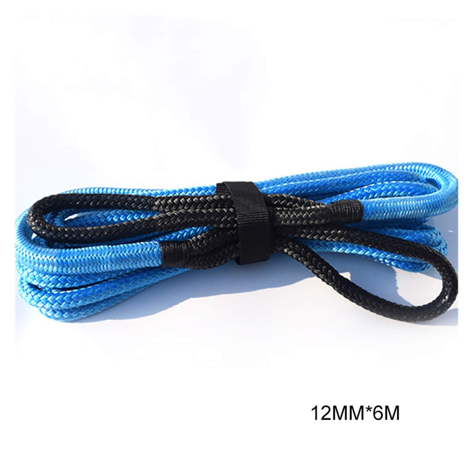 Syntetyczna lina wyciągarki, Lina kinetyczna, podwójna oplatająca liny odzyskiwania, lina energetyczna do pojazdów terenowych 4WD ATV UTV(Black 12mm 6m)