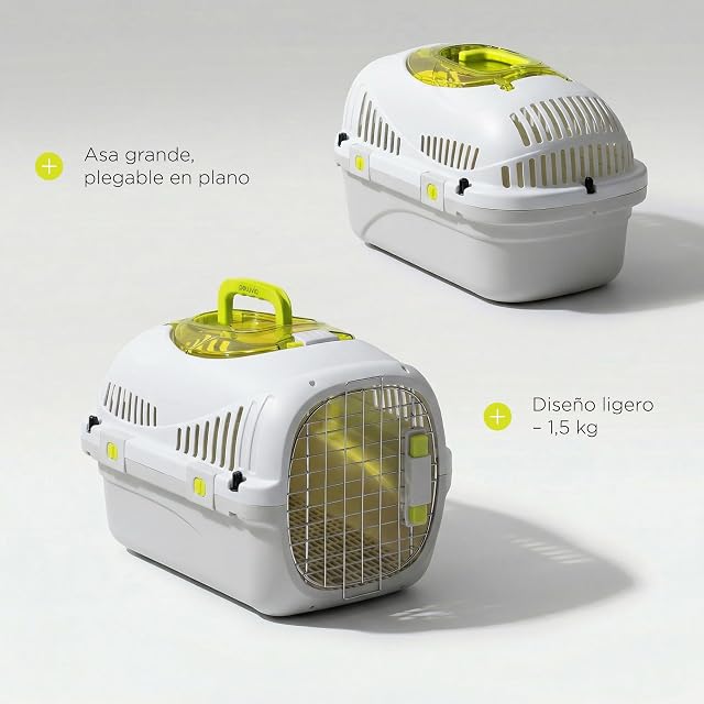 Foto 6 de 8 de Peluvio Safy Transportín para Gatos Rígido, Carcasa PP, Puerta de Metal con Doble Cierre Seguro