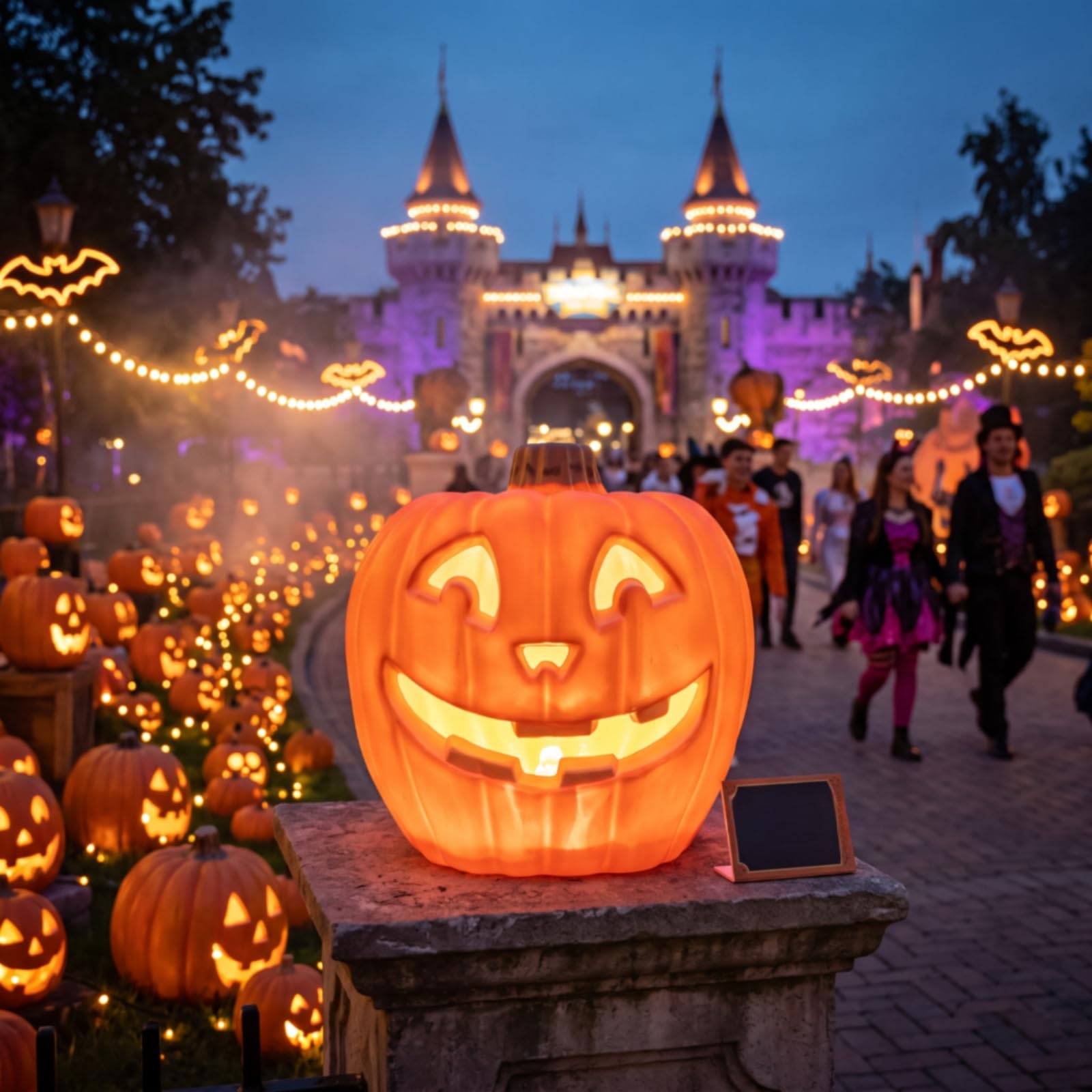 Zucca di Halloween da 50 Cm , 50cm , Zucca Di Halloween Con Faccia Spettrale Effetto Invecchiato