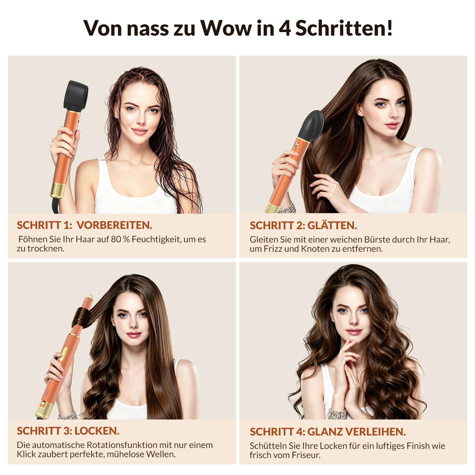 7 in 1 Haarstyler Set, Airstyler, Auto-Wrap-Lockenstab, Föhnbürste, Ionen Föhn, Schnelltrocknend