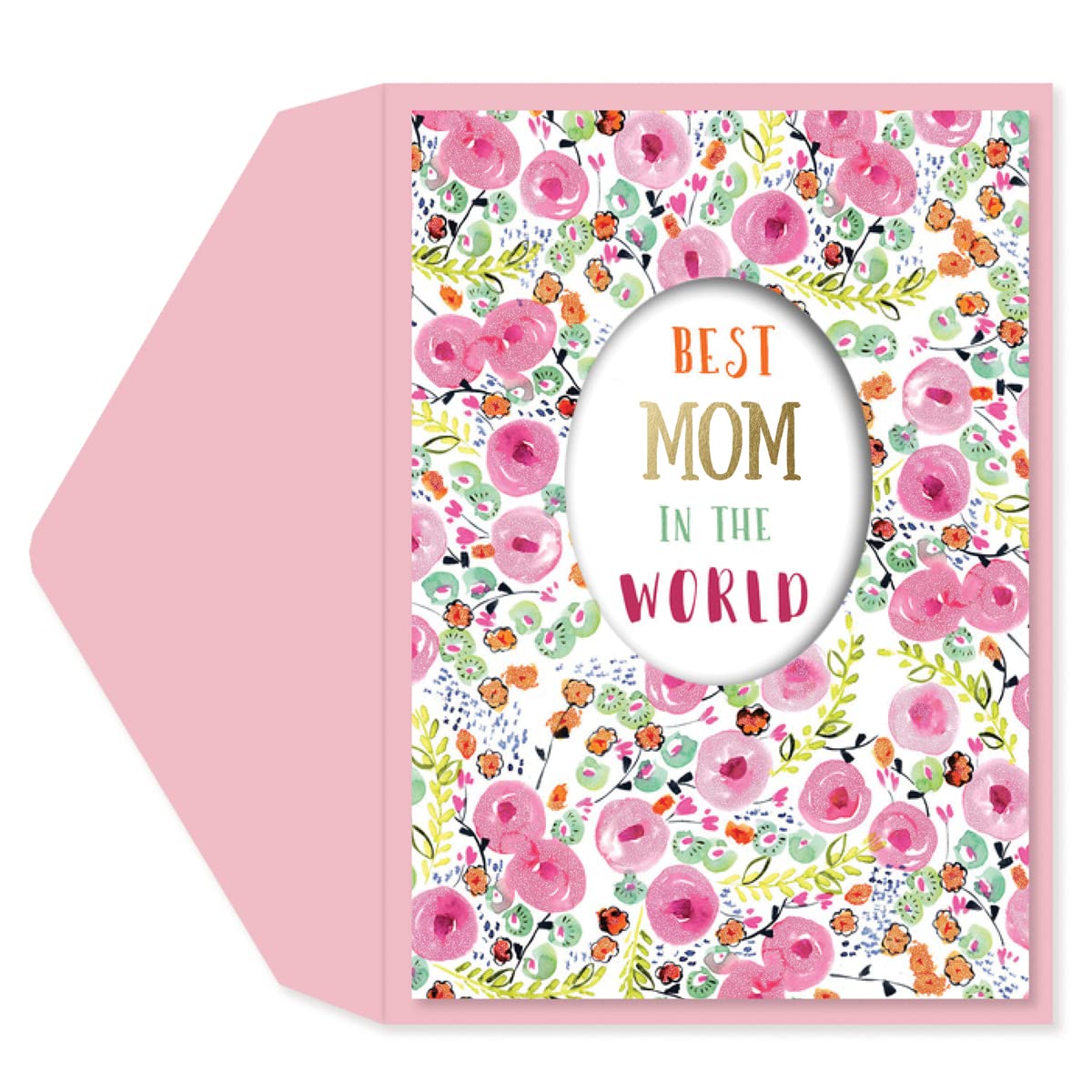 Graphique Best Mom in the World Mother's Day Card | Greetings from Son, Daughter, Child | Sentimental Design | Color-Coordinated Envelope | 5" x 7"