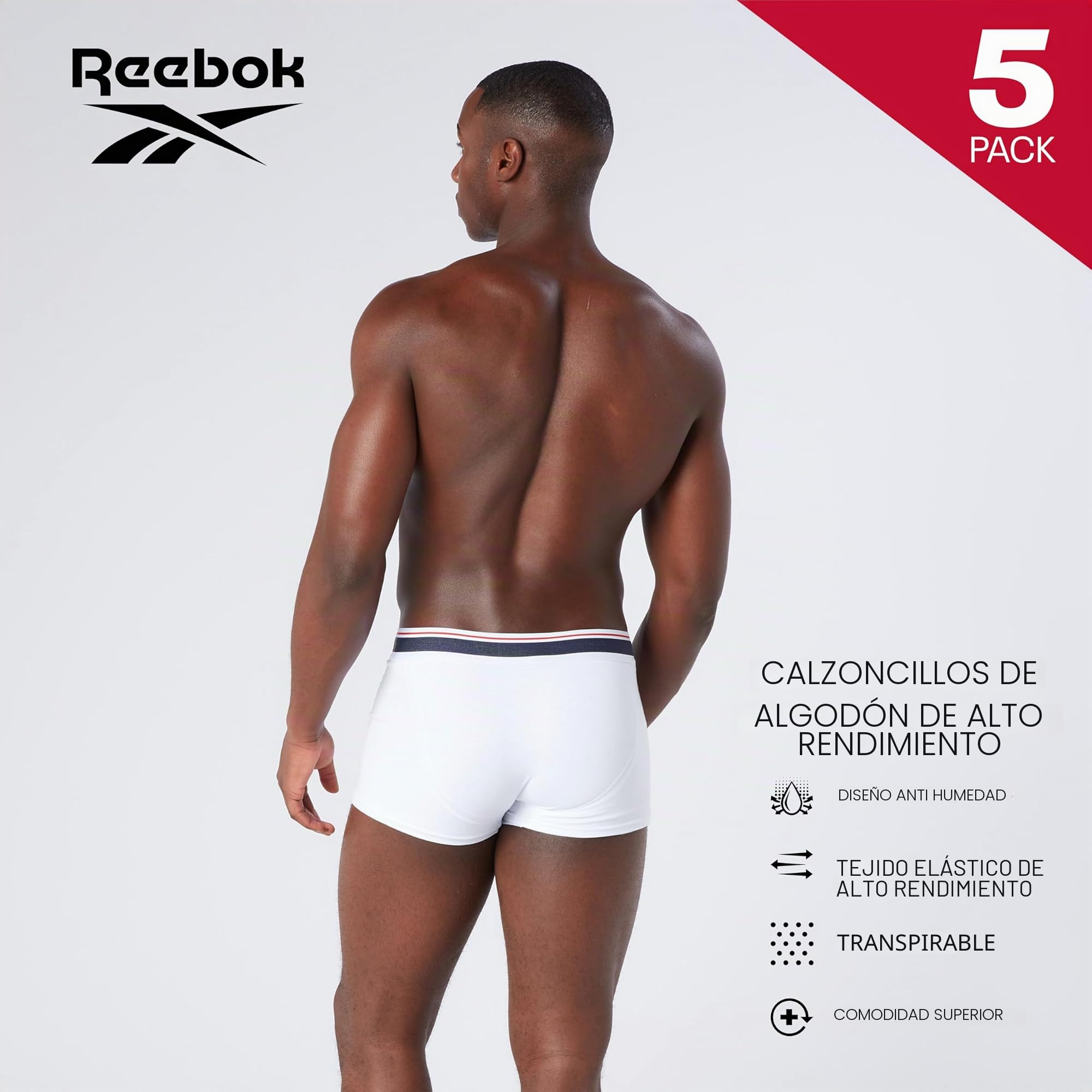 Reebok Jay Trunks Hombre (Pack de 5)