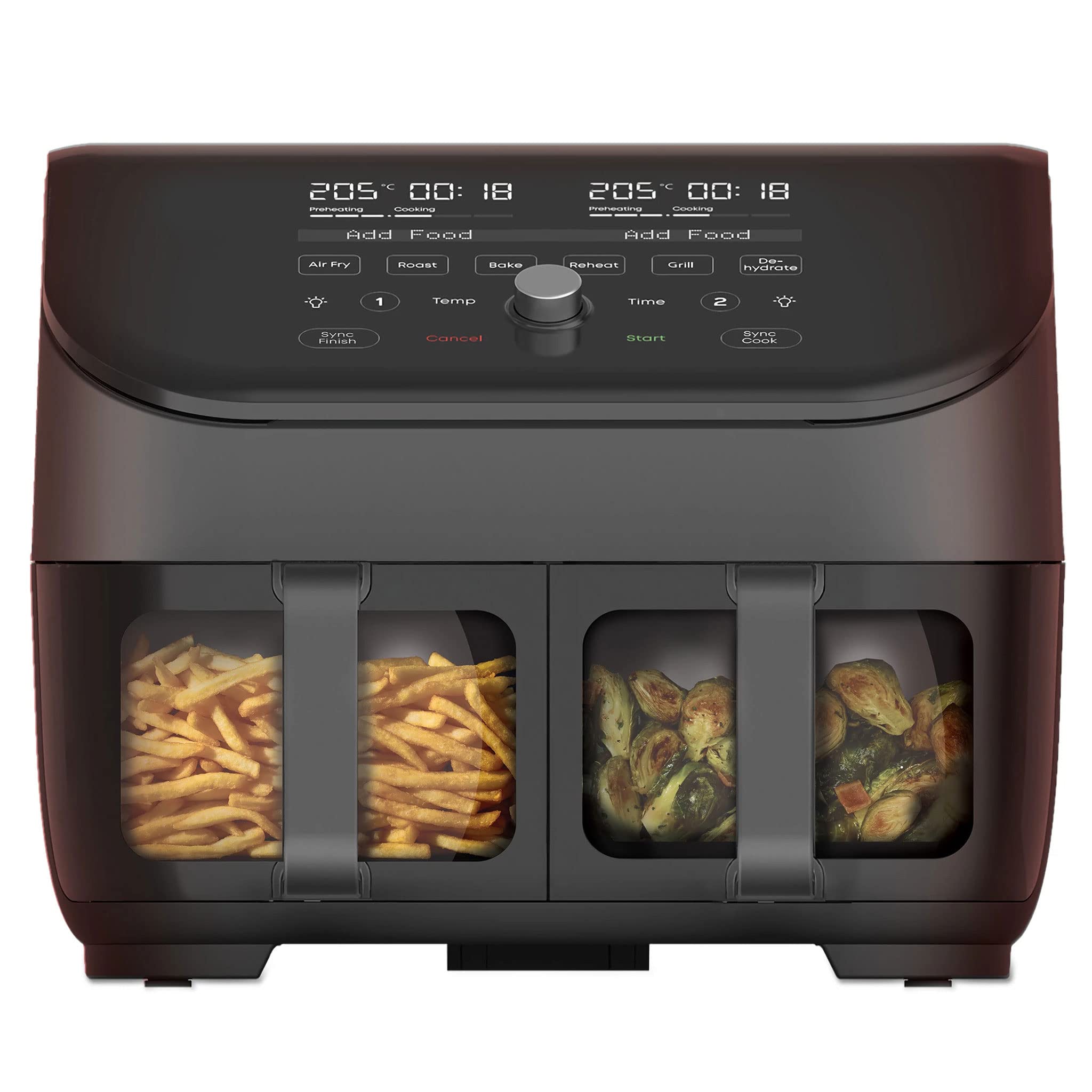 Instant Pot Freidora de aire Vortex Plus Dual, Negro con mirilla, de gran capacidad (8L), Con dos cestas de 3,7 L, ventana transparente, función deshidratadora, grill, horneado, asado, recalentado