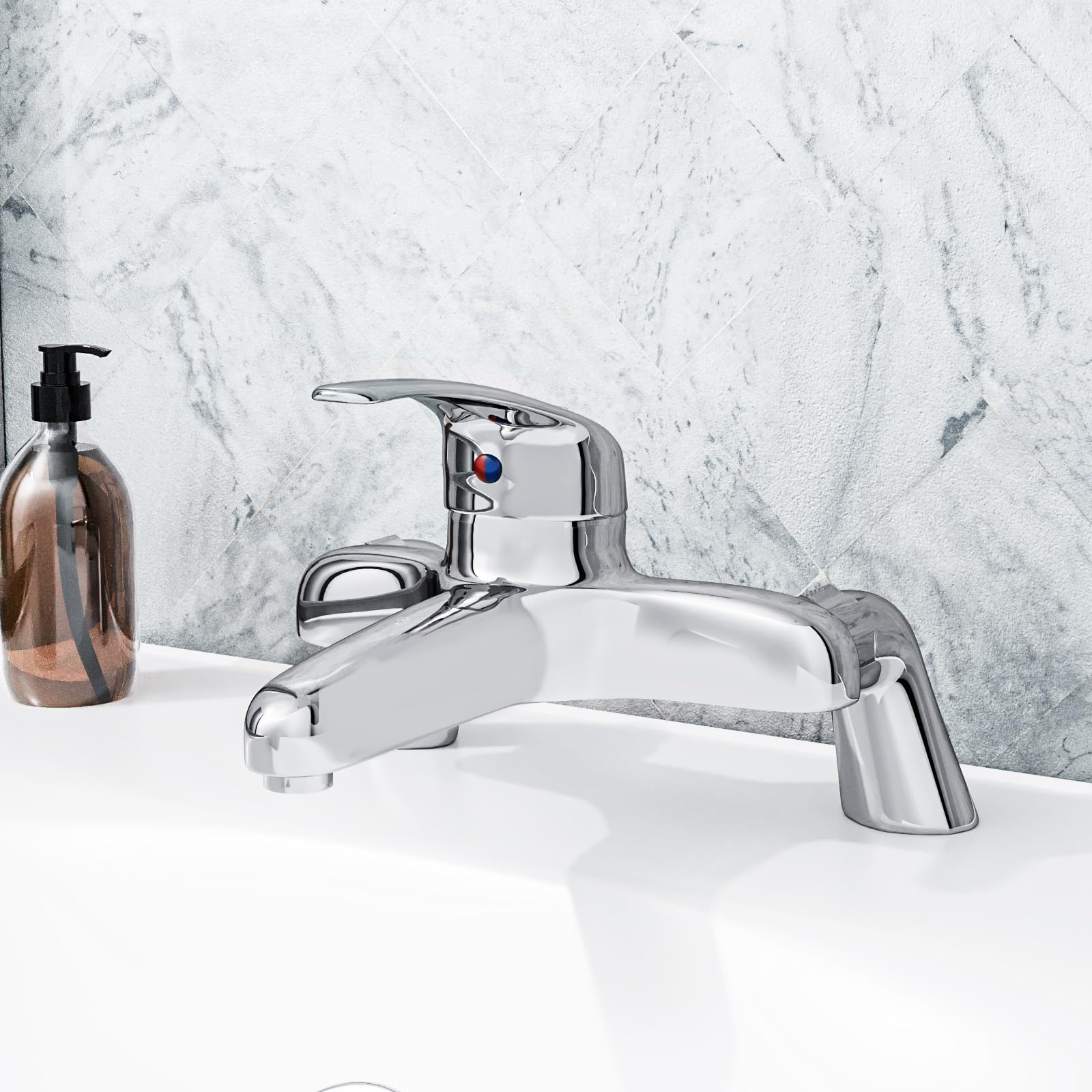 Nes Home Modern Studio Deck Mounted Chrome Bath Filler Tap from B&Q