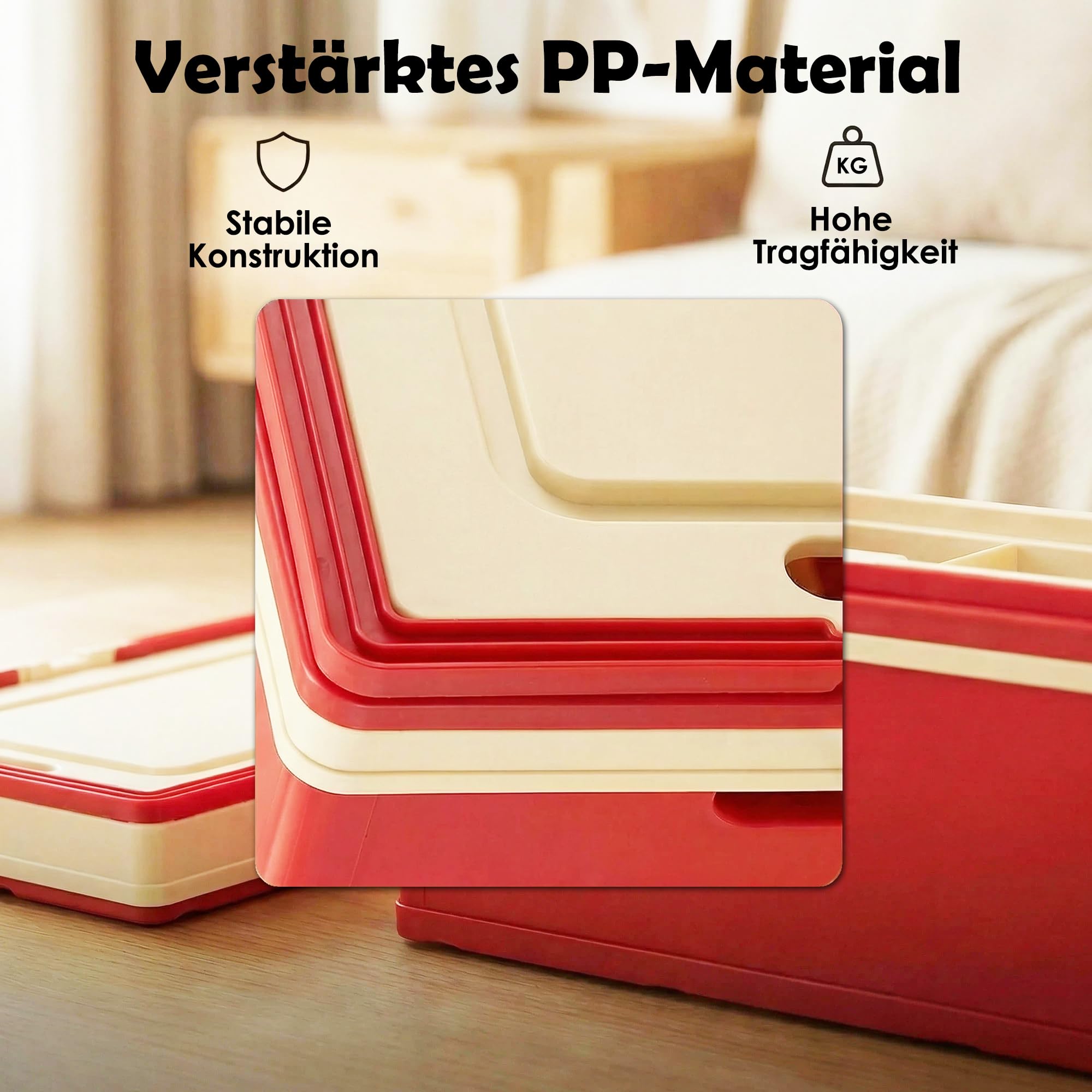 Aufbewahrungsbox Kinder, Spielzeugkiste mit Deckel, Klappbox 34,6 x 24,4 x 18,5 cm -Stabiler Aufbewahrungskiste Set aus Kunststoff mit Griff, Faltbare Aufbewahrungsbox für Spielzeug, Büro