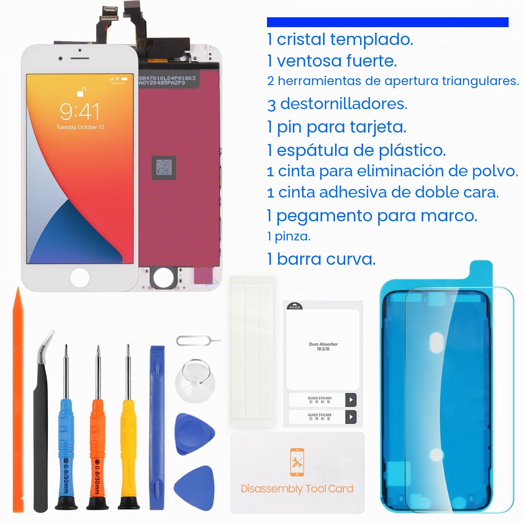 Pantalla para iPhone 6 Pantalla LCD para iPhone 6 Reemplazo de la pantalla para iPhone 6 4.7" LCD Display Touch Screen Digitizer Assebmly (Modelo: A1549 A1586 A1589 A1522 A1524) con herramientas
