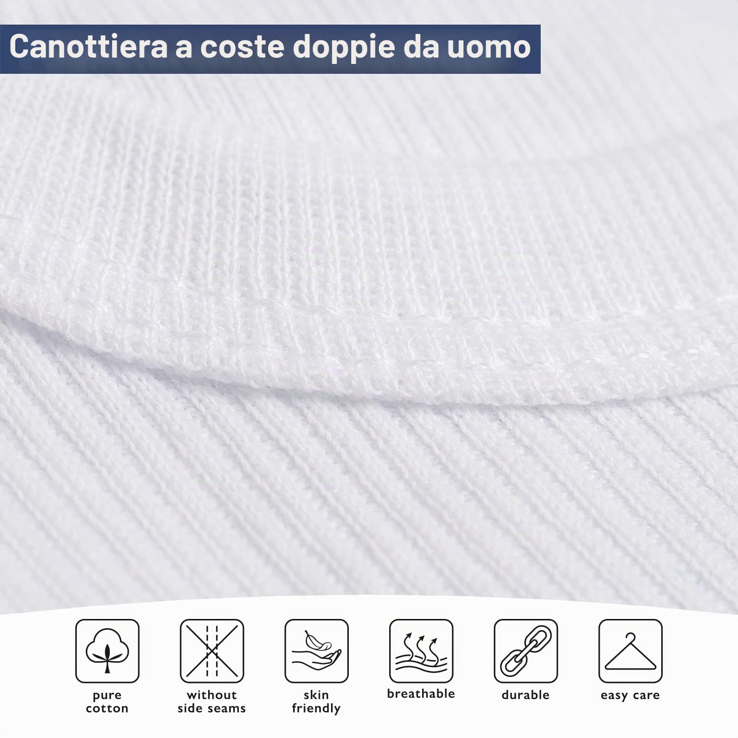 CELODORO - 5 canottiere da uomo a costine, 100% cotone pettinato, altissima qualità, pretrattate contro il restringimento - originali Celodoro Exclusive