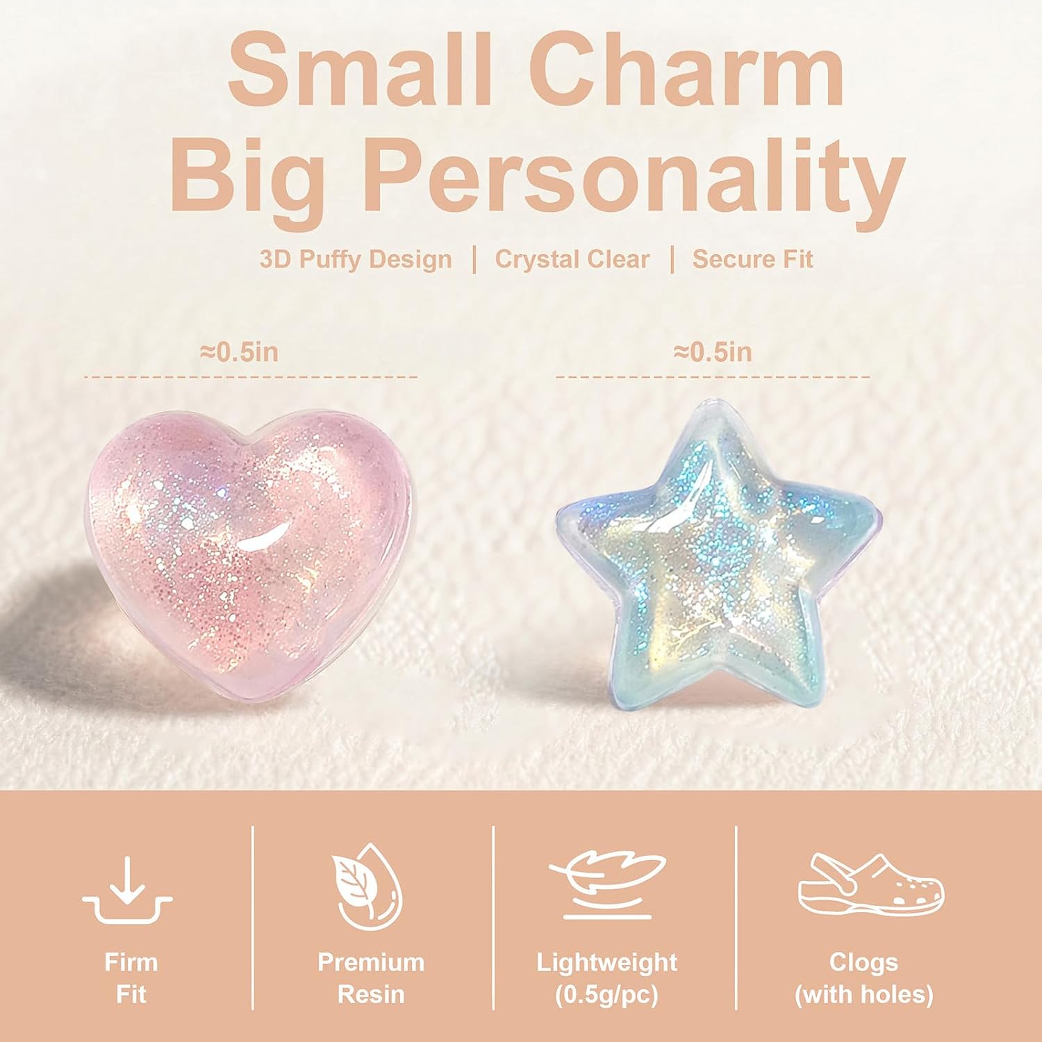 24Pcs Shoe Charms 3D Cute Star Heart Shoe Decoration Charm for Girl