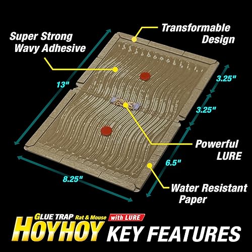 Miniatura 2 de HOY HOY Trampa transformable con pegamento para ratas y ratones con señuelo, 5 trampas, diseño plegable inteligente para uso en interiores,
