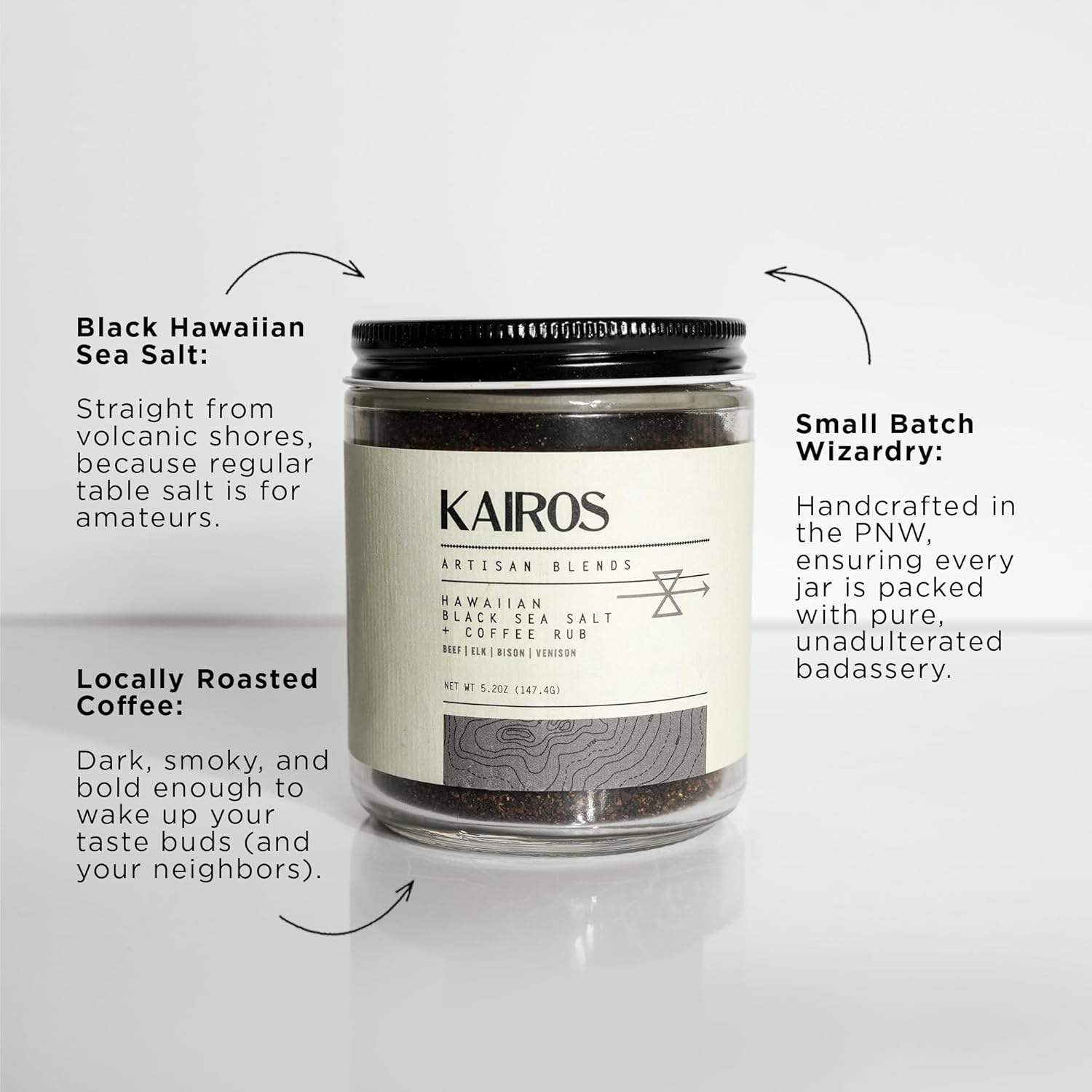 Kairos Hawaiian Black Sea Salt and Coffee Rub