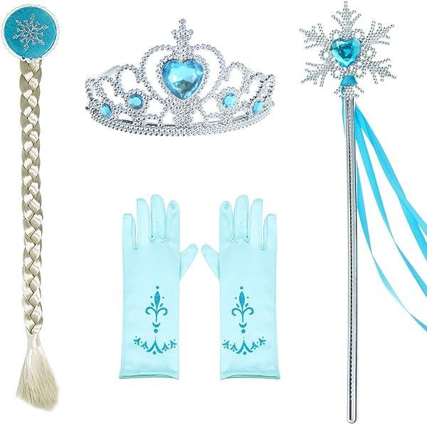 Luxury Princess Dress for Elsa Costumes with Shining Long Cap Girls Birthday Party - 5