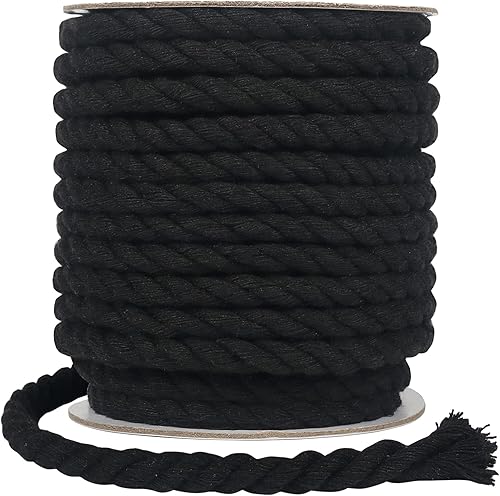 Miniatura 16 de Tenn Well Cordón de macramé de 0.315 pulgadas, 59 pies, cuerda de algodón torcida de 3 capas gruesa para manualidades, colgar en la pared, ganchos