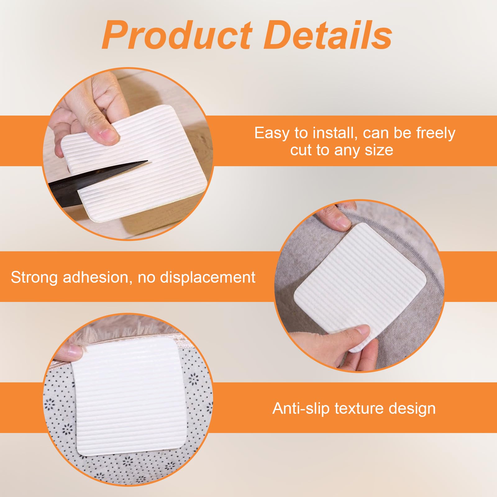 16 Pezzi Antiscivolo per Tappeti Riutilizzabili, Tappeto Gripper Antiscivolo, Fermatappeto Lavabile 10x10cm per Legno/Piastrelle/Marmo - Anti-Arricciatura Angoli Piatti