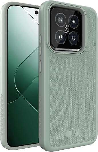 TUDIA DualShield Grip Designed for Xiaomi 14 5G Case 2024, [MergeGrip] Military Grade Dual Layer Shockproof Slim Tough Heavy Duty Protective Phone Case Cover - Green Lily