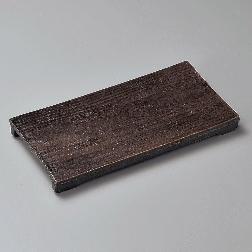 Wood Grain Cutting Board Plate, 10.2 x 5.1 x 1.0 inches (26 x 13 x 2.5 cm), 22.2 oz (620 g), Long Square Plate, Creative, Garden, Ryokan, Japanese Tableware, Restaurant, Stylish, Commercial Use