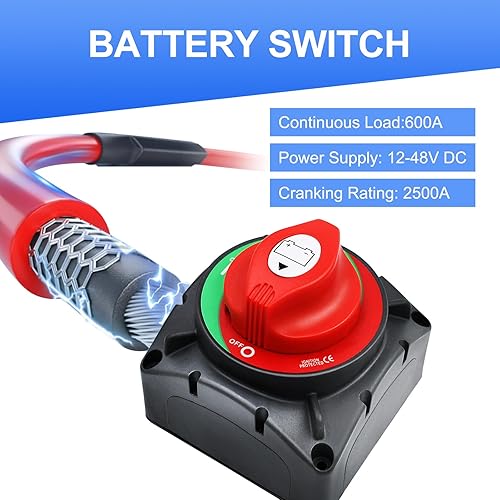 Miniatura 4 de Interruptor de batería de 1-2-2-ambos apagados, 12-48V 200A de alta corriente impermeable desconecta interruptores maestros de corte para automóvil,