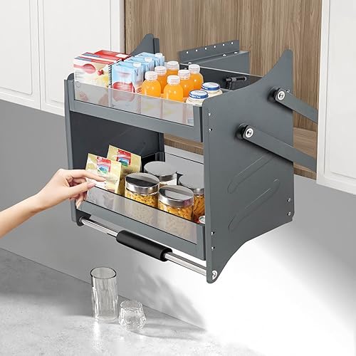 Miniatura 3 de Gdrasuya10 Estante desplegable de 24 pulgadas, organizador de gabinete de estante extraíble, estante extraíble para gabinete de cocina, práctico