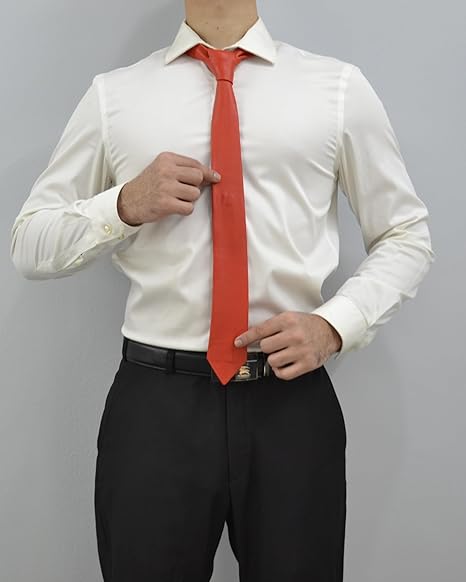 Mens Lamb Leather Necktie - Skinny Solid Casual Business Wear