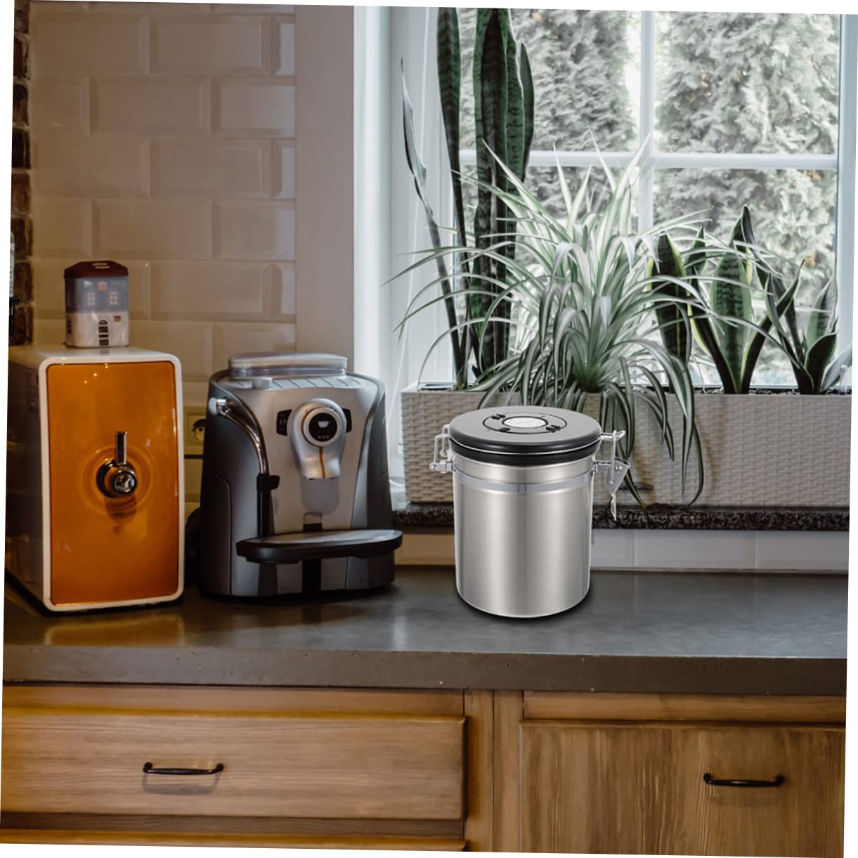 Unomor Airtight Sealed Storage Jar for Pet Treats Cat Dog Food Container with Spoon for Grain and Snack Storage