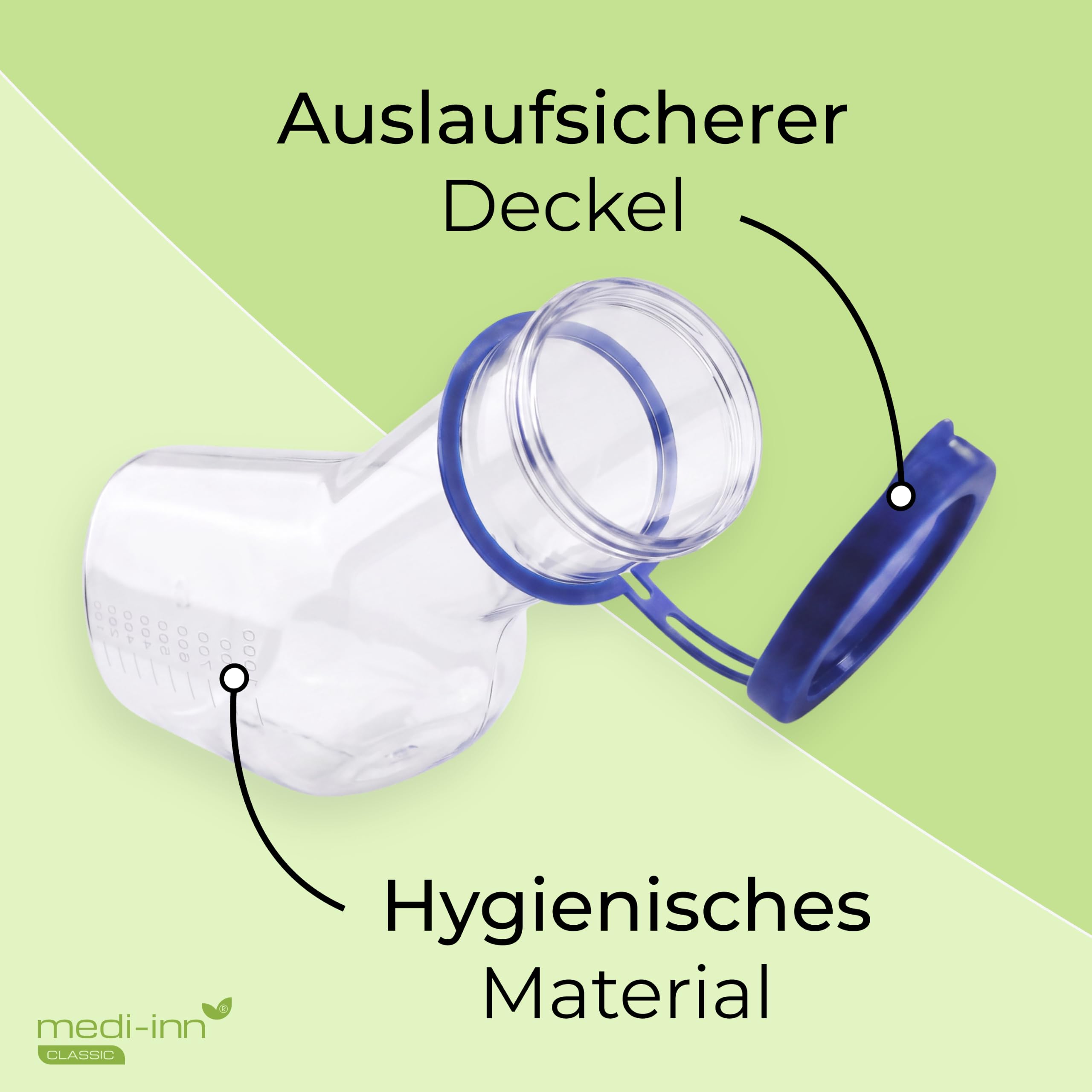 Medi-Inn Urinflasche PC für Männer klarsichtig | 1 Liter Fassungsvermögen | autoklavierbar | 10 Stück
