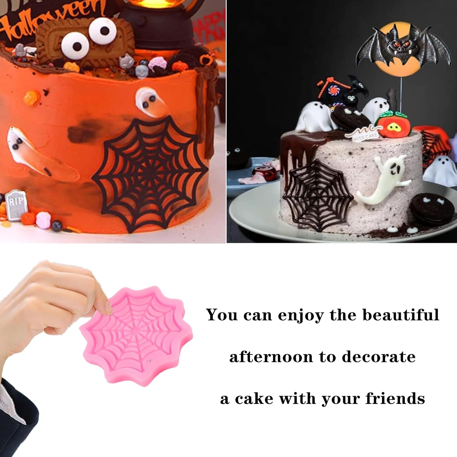 2 PCS Halloween Spider Web Silicone Fondant Molds - Cute Cupcake Fondant Molds For Halloween Cake Decorating - Image 5