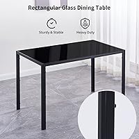 Vista 4 de Juego de mesa y silla de comedor de 7 piezas, juego de mesa de comedor para 6 mesas de cocina con 6 sillas, mesa rectangular de vidrio con 6 sillas