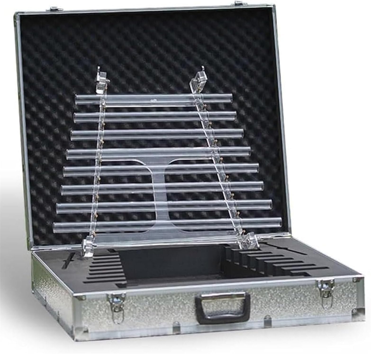 GYQSSD 8 Note CDEFGABC Quartz Crystal Singing Harp with Crystal Mallet and Aluminum Alloy Box, 432Hz/440Hz Quartz Crystal Harp for Sound Bath Studio Gym Meditation Room A-432hz