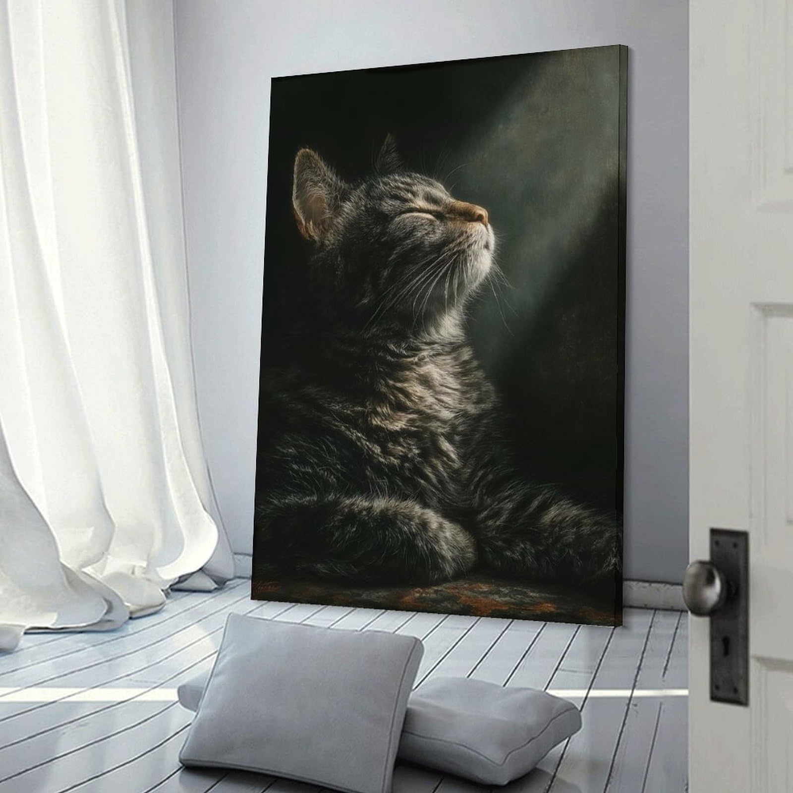 Junmoney Cat in A Sunbeam Home Decor Wall Art, 20x30inch(50x75cm), for Apartments, Flats Or New Home Decor, An Easy Choice for New Home Styling
