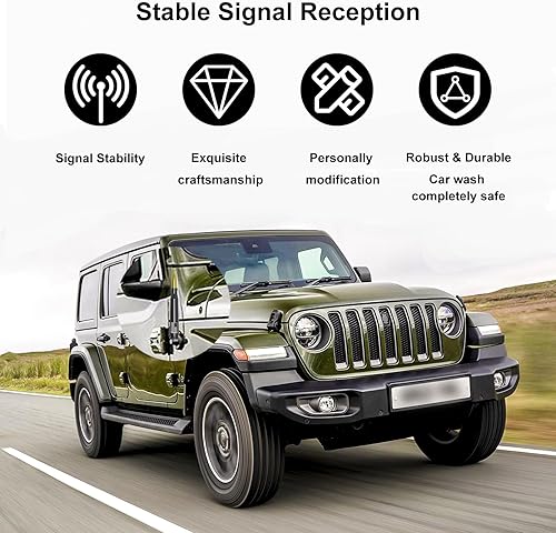 Vista 109 de Antena con válvula de neumático para automóvil y camión, antena corta universal de repuesto con bandera de EE. UU., accesorios para radio Plateado