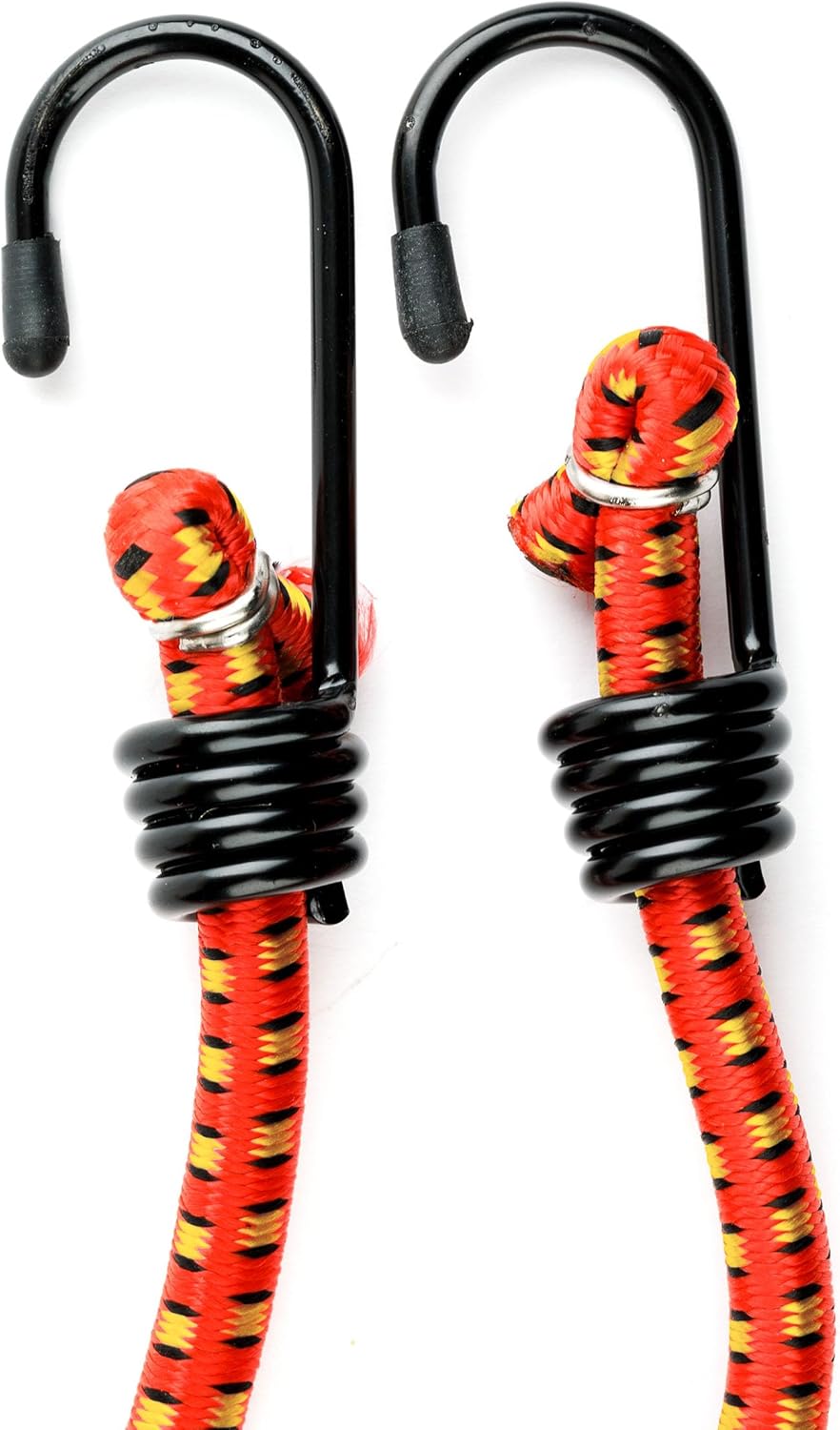 Bungee Cords - 10-Pack Virgin Rubber 12-Inch Cordage with Heavy-Duty Vinyl-Coated Hooks and Fabric Wrapping - Truck Accessories by Stalwart (Red)