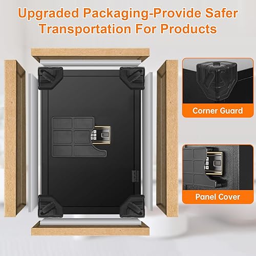 Miniatura 9 de Caja fuerte ignífuga grande de 3.4 pies cúbicos para el hogar, caja de seguridad ignífuga impermeable con teclado programable, llaves de repuesto y