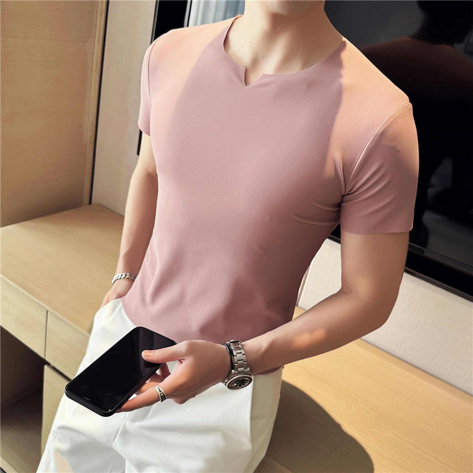 TEidea Koszulki męskie T-shirty męskie duży rozmiar S-4Xl cienki T-shirt z krótkim rękawem, smukły i wszechstronny modny t-shirt na co dzień