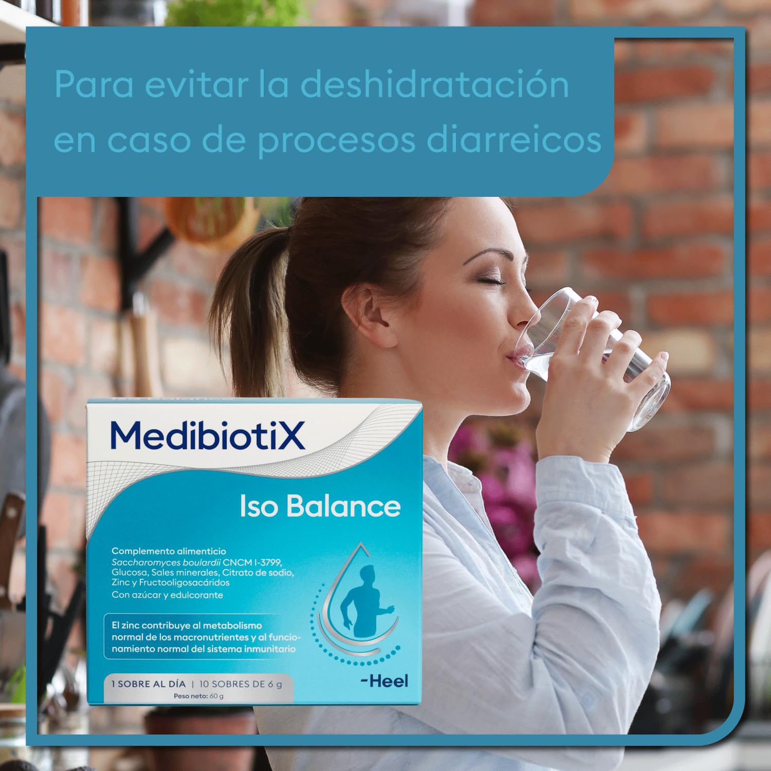 MedibiotiX – Iso Balance, Complemento Alimenticio con Prebióticos, Probióticos y Sales Minerales, Equilibra la Microbiota Intestinal, Con Suero que Evita la Deshidratación en Diarreas – 10 Sticks