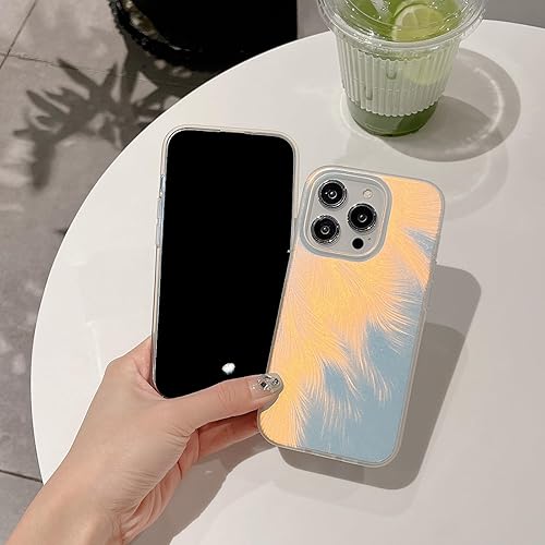 Miniatura 2 de SKYLMW Funda compatible con iPhone 13 Pro para hombres, mujeres y niñas, translúcida, a la moda, con plumas, láser, mate, TPU y policarbonato duro,