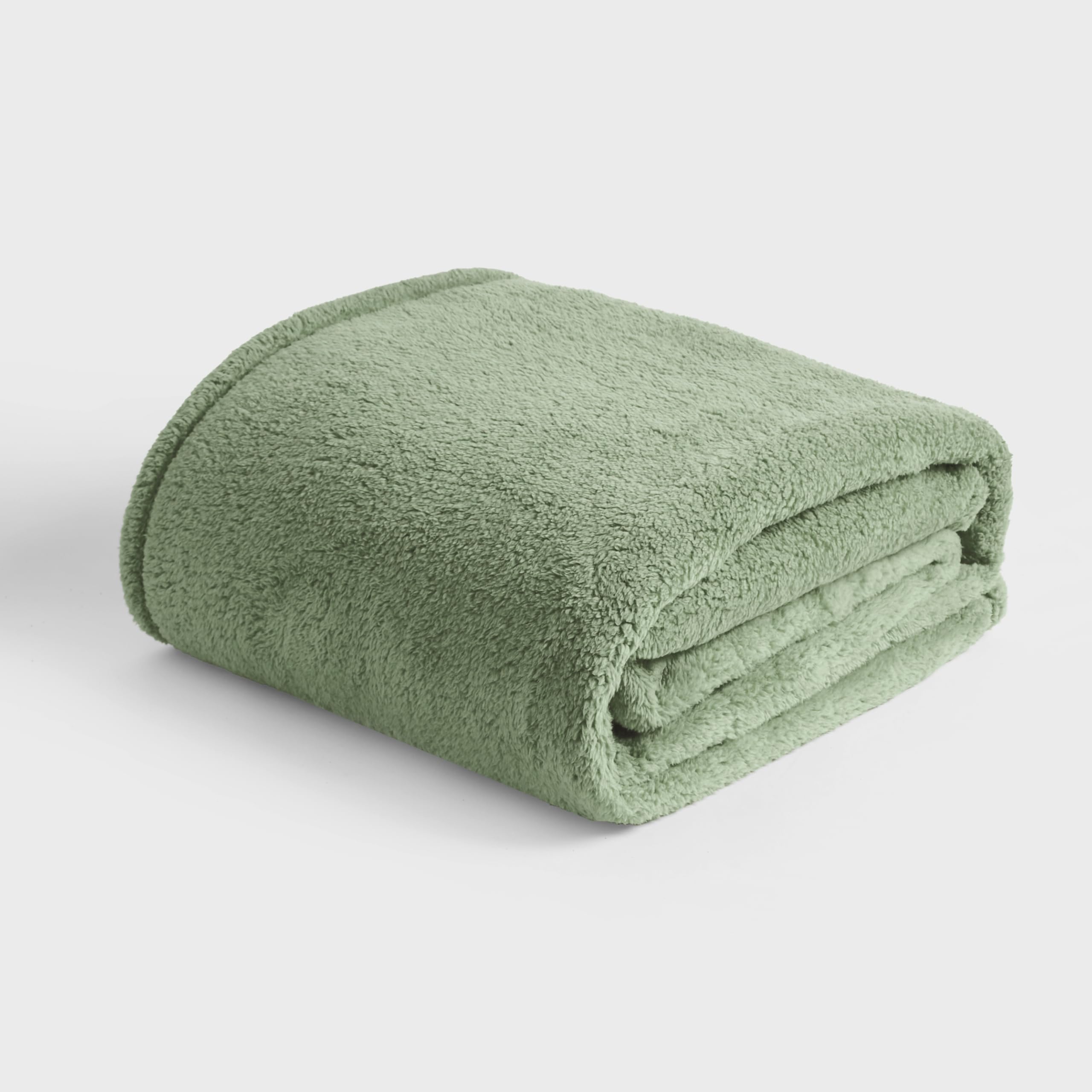 OHS Teddy Fleece Throw Blanket - 150 cm x 200 cm - Pale Green