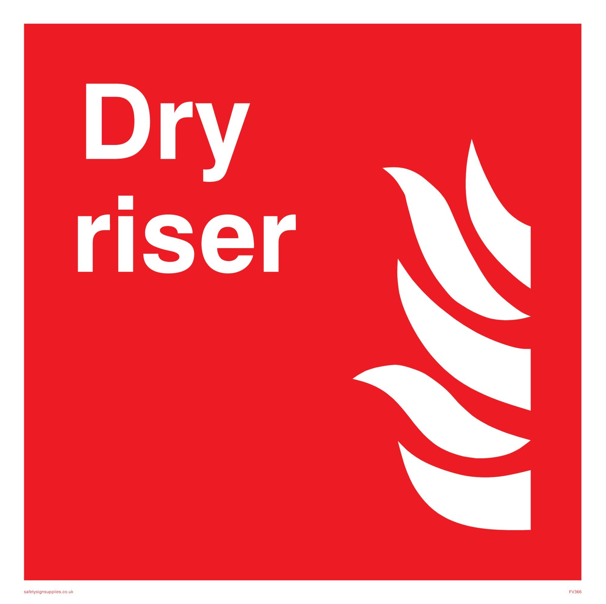 Viking Signs FV366-S20-1M "Dry Riser" Sign, 1 mm Plastic Semi-Rigid, 200 mm H x 200 mm W